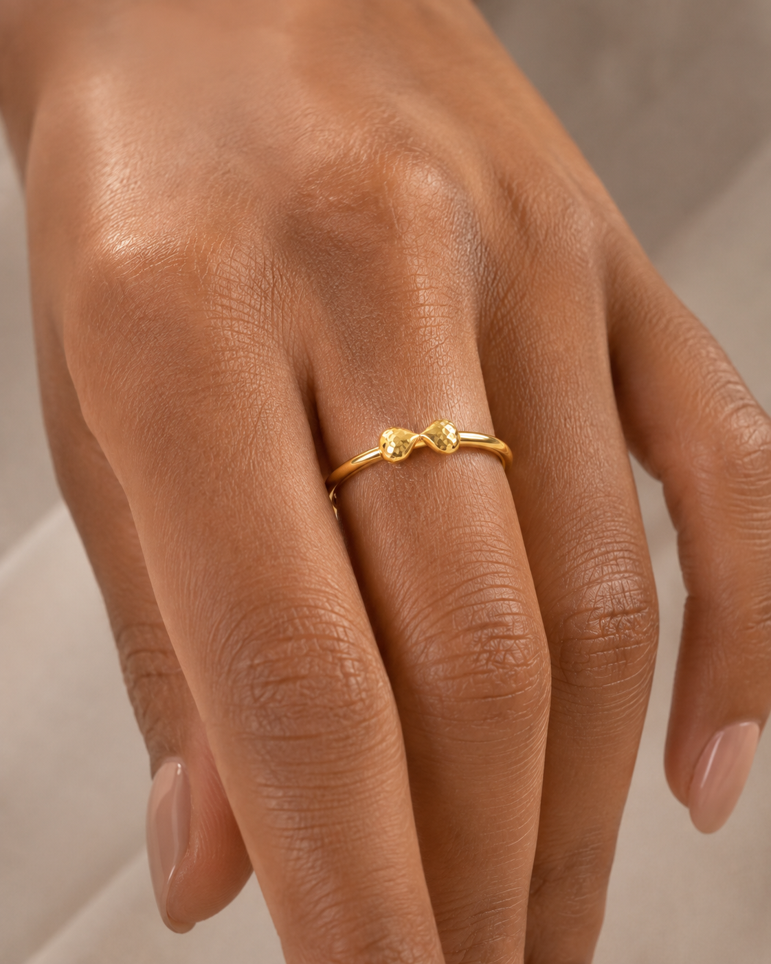 18K Solid Gold Bow Ring