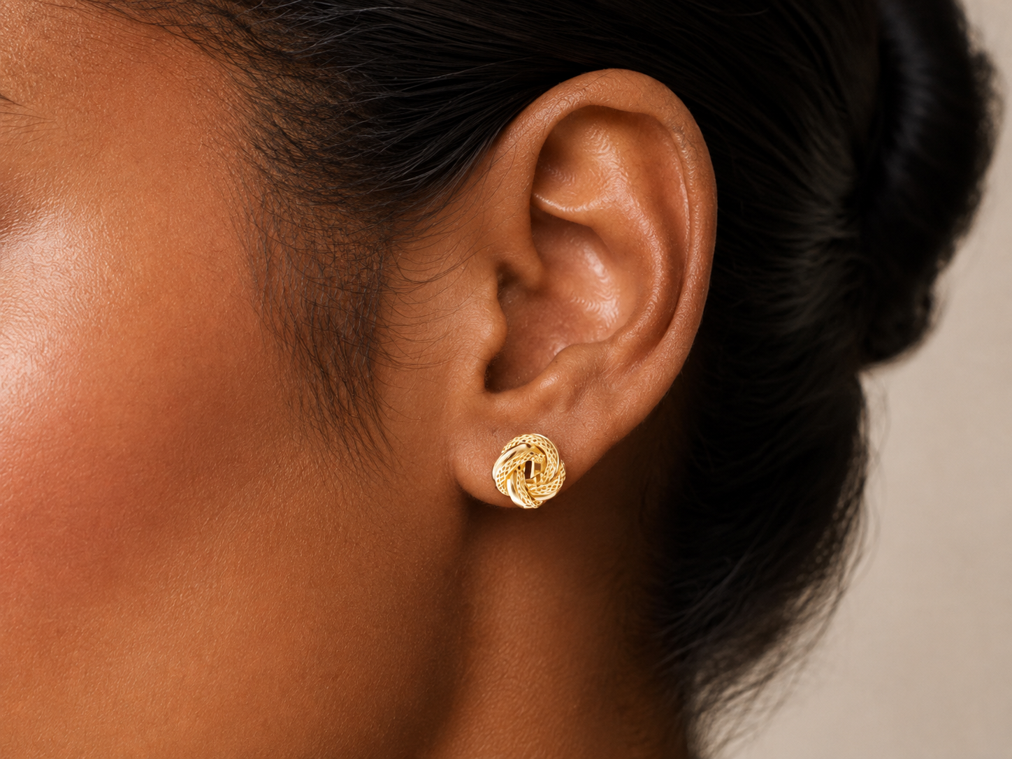 18K Solid Gold Knot Stud Earrings