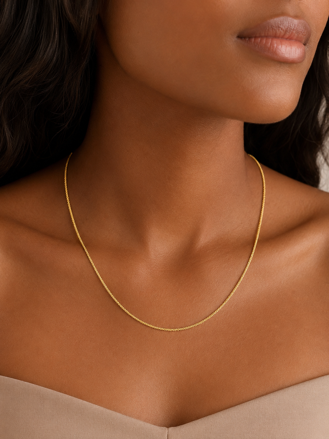 18K Solid Gold Popcorn Chain Necklace
