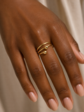 18K Solid Gold Double Wrap Beaded Ring