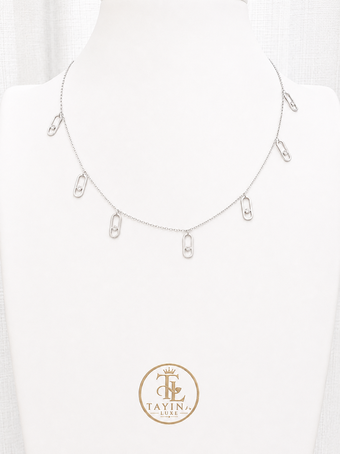 18K Solid Gold Silver Oval Charm Necklace