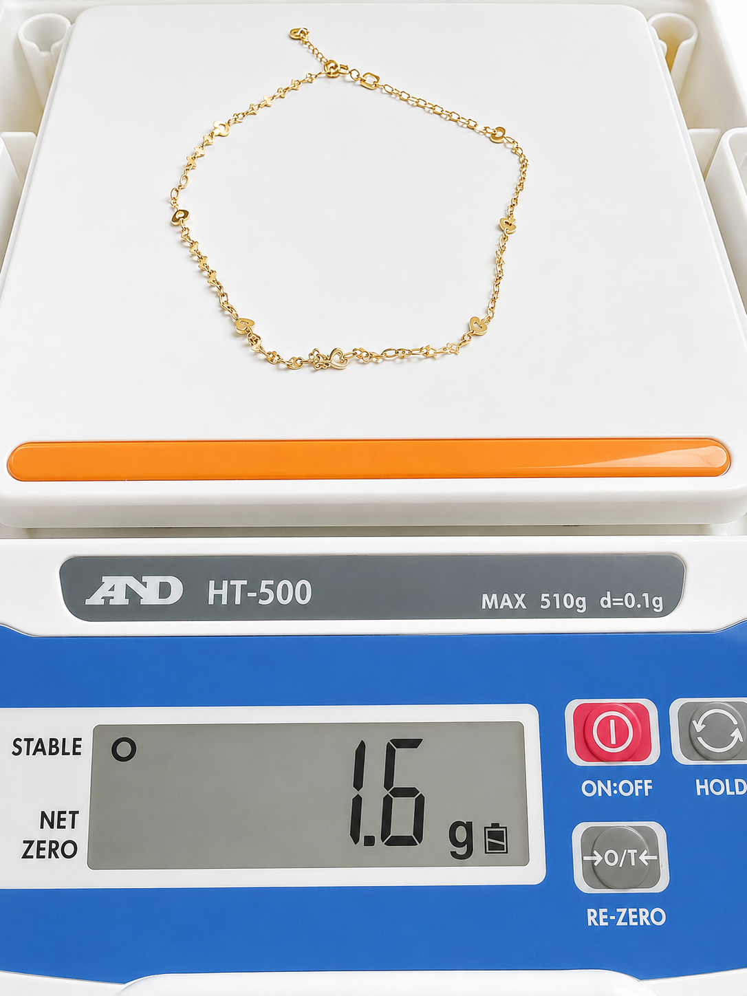 18K Solid Gold Heart Anklet