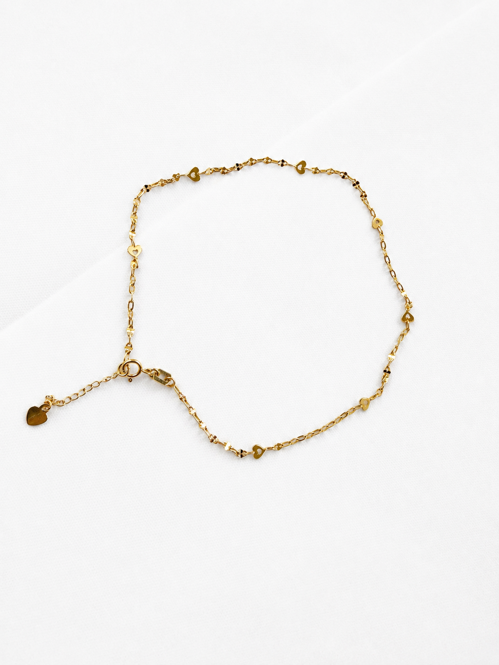 18K Solid Gold Heart Anklet