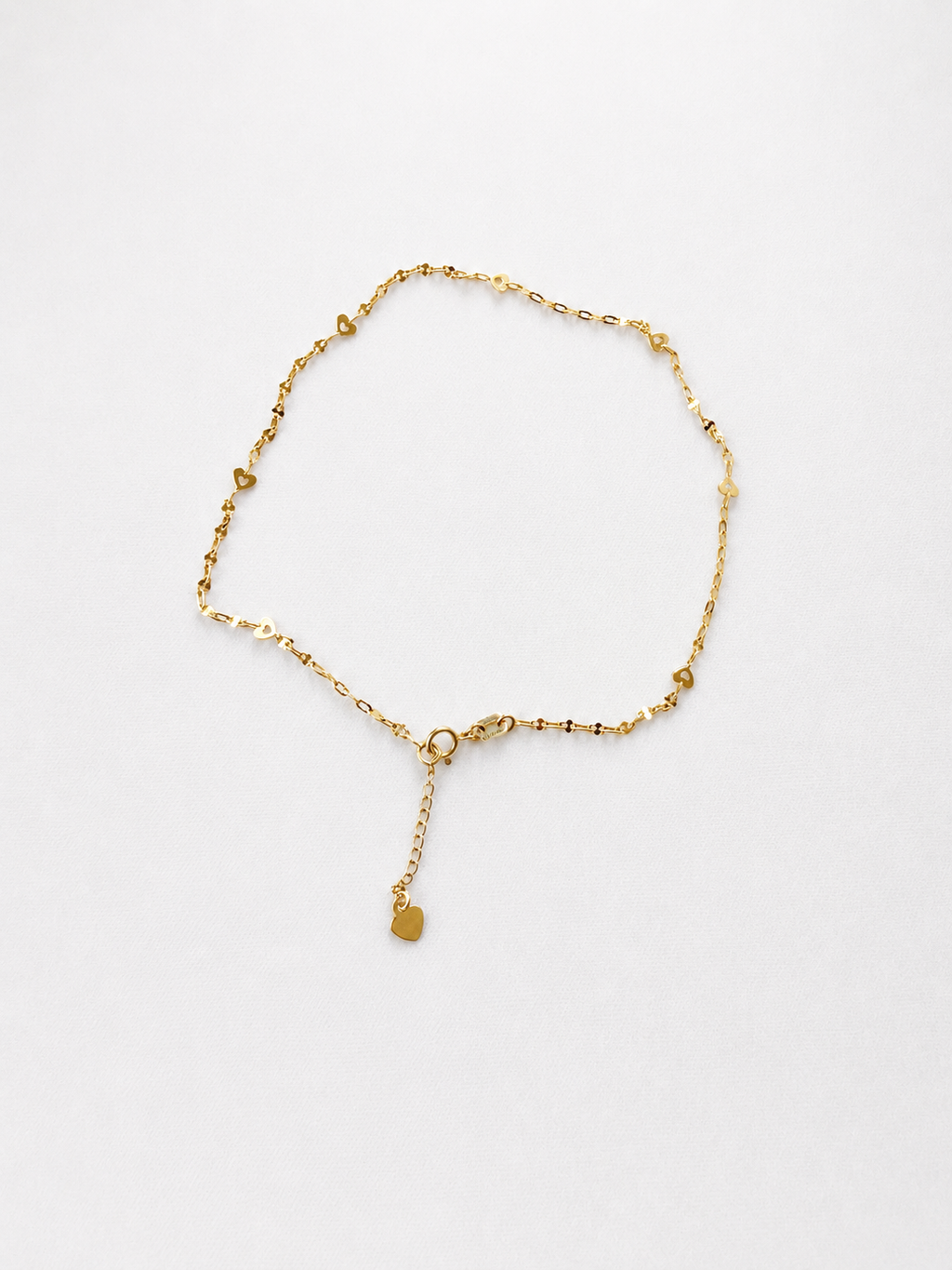 18K Solid Gold Heart Anklet