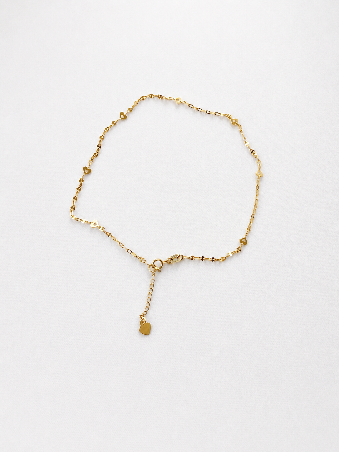 18K Solid Gold Heart Anklet