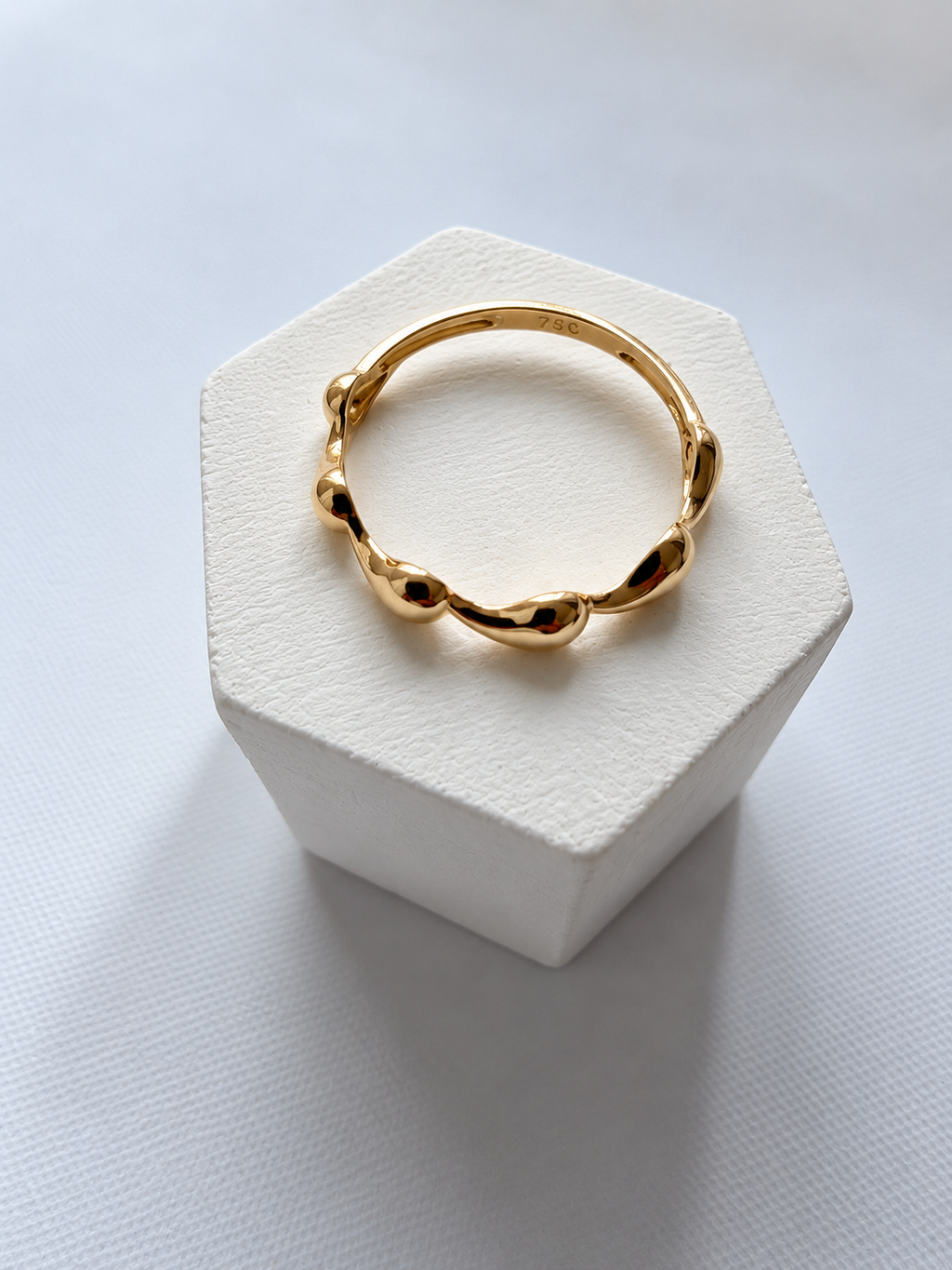 18K Solid Gold Wave Ring