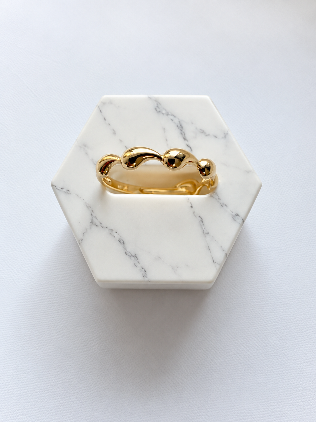 18K Solid Gold Wave Ring
