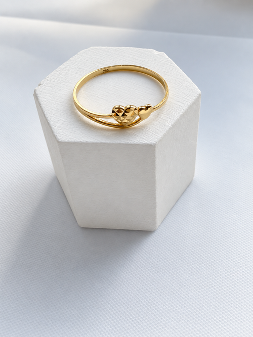 18K Solid Double Heart Solid Gold Ring