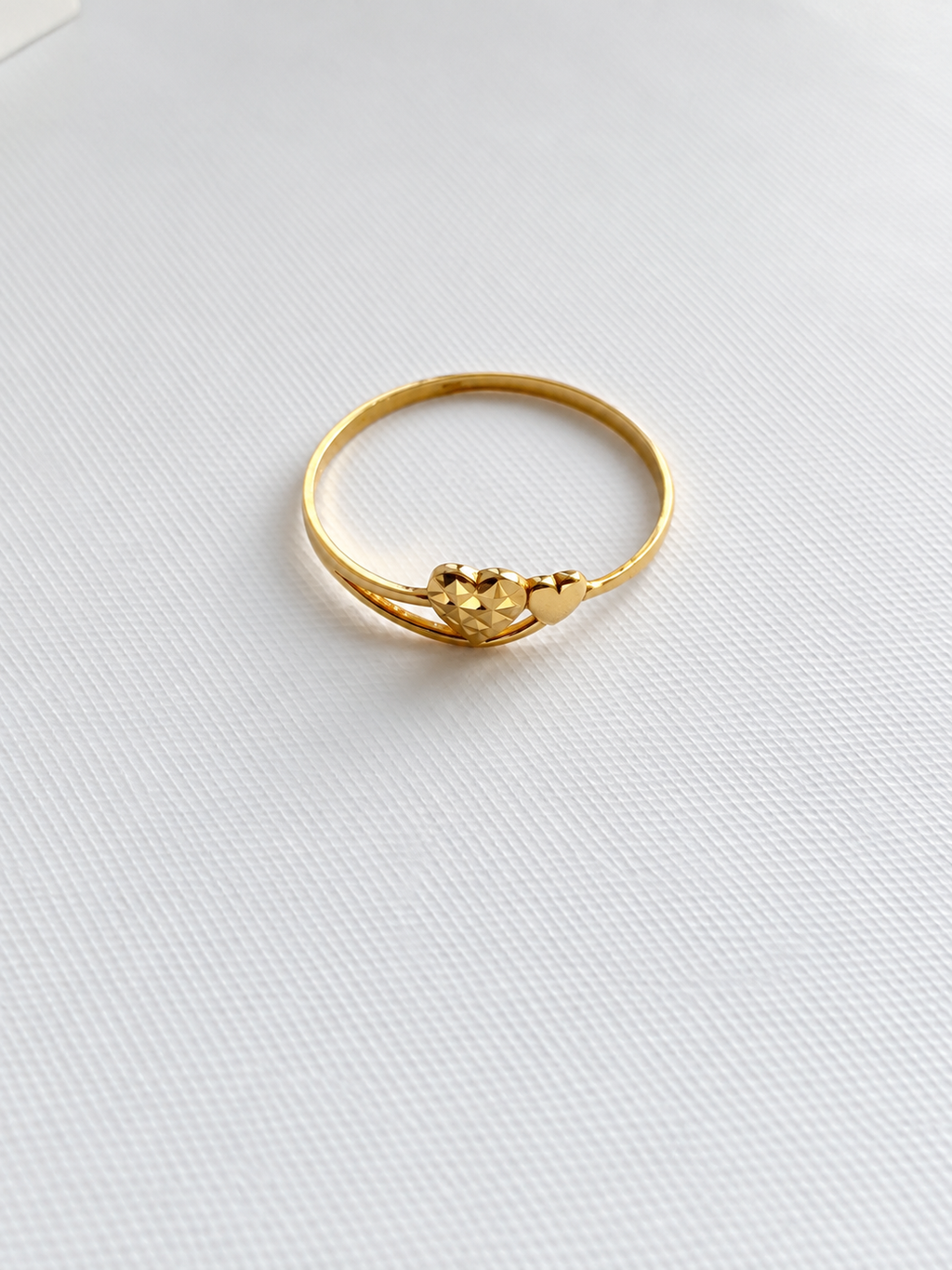 18K Solid Double Heart Solid Gold Ring