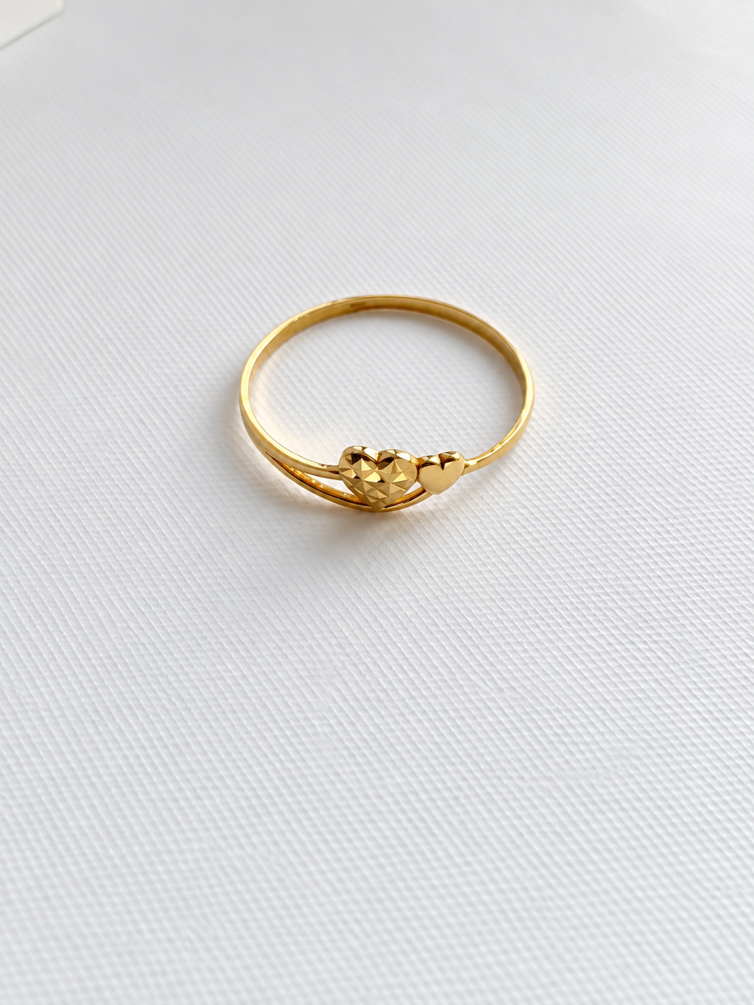 18K Solid Double Heart Solid Gold Ring