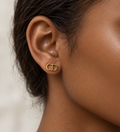 18K Solid Gold CD-Inspired Stud Earrings