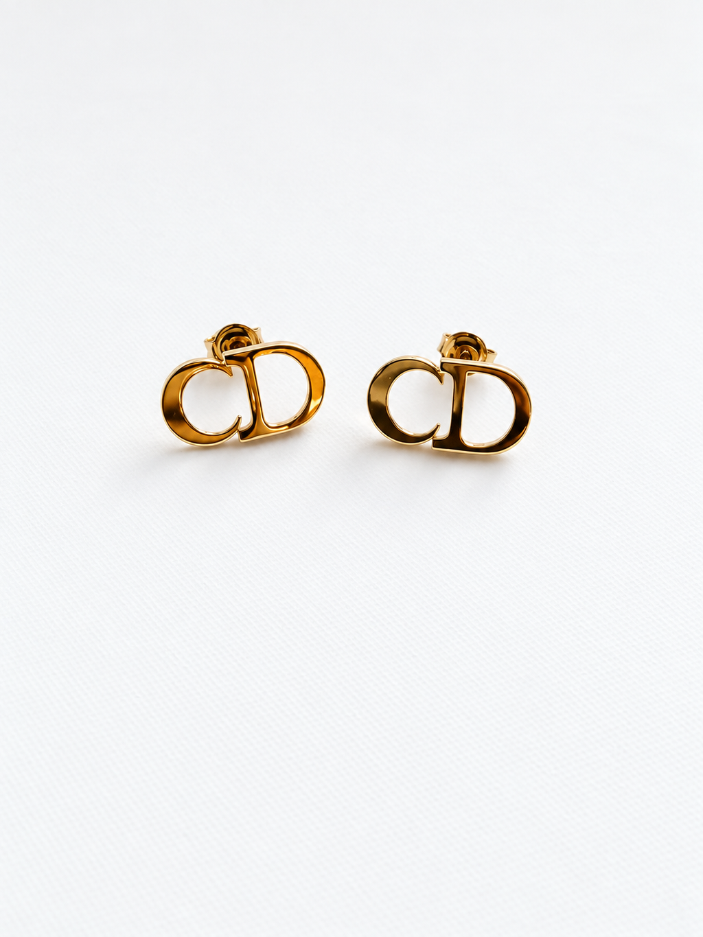18K Solid Gold CD-Inspired Stud Earrings