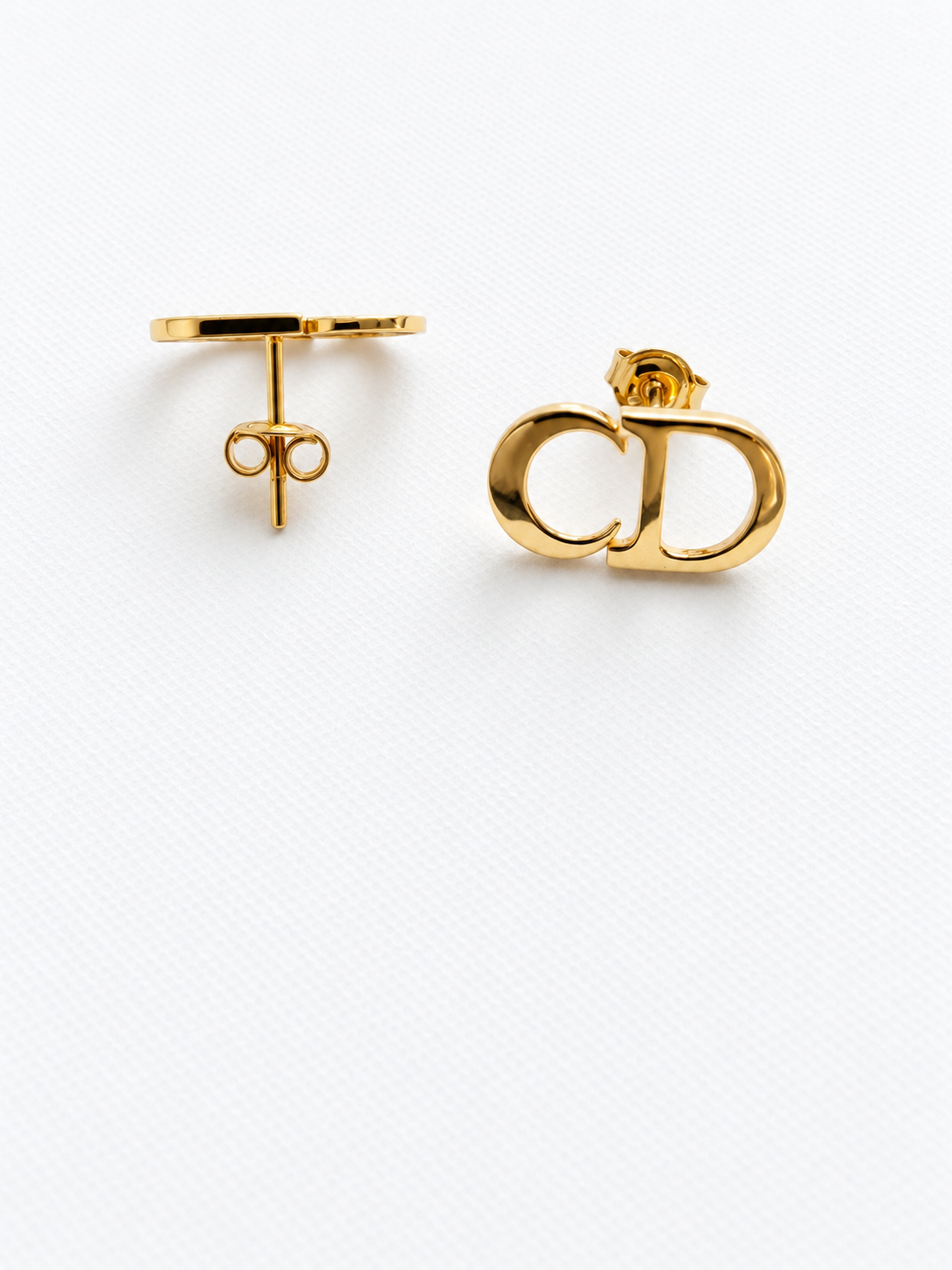 18K Solid Gold CD-Inspired Stud Earrings