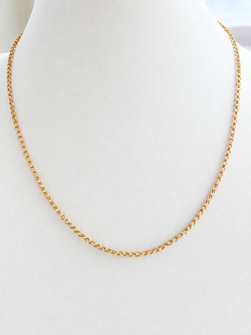 18K Solid Gold Rolo Chain Necklace