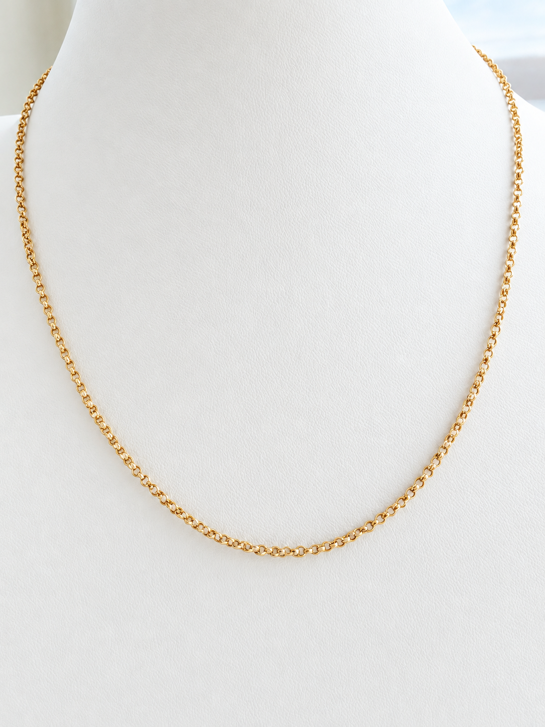 18K Solid Gold Rolo Chain Necklace