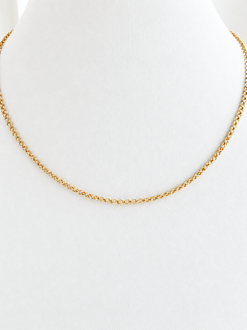 18K Solid Gold Rolo Chain Necklace
