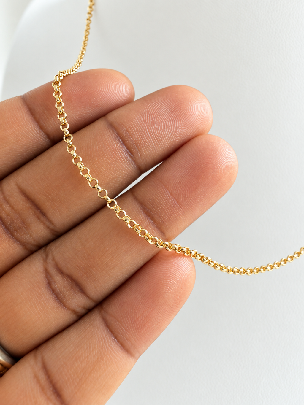 18K Solid Gold Rolo Chain Necklace