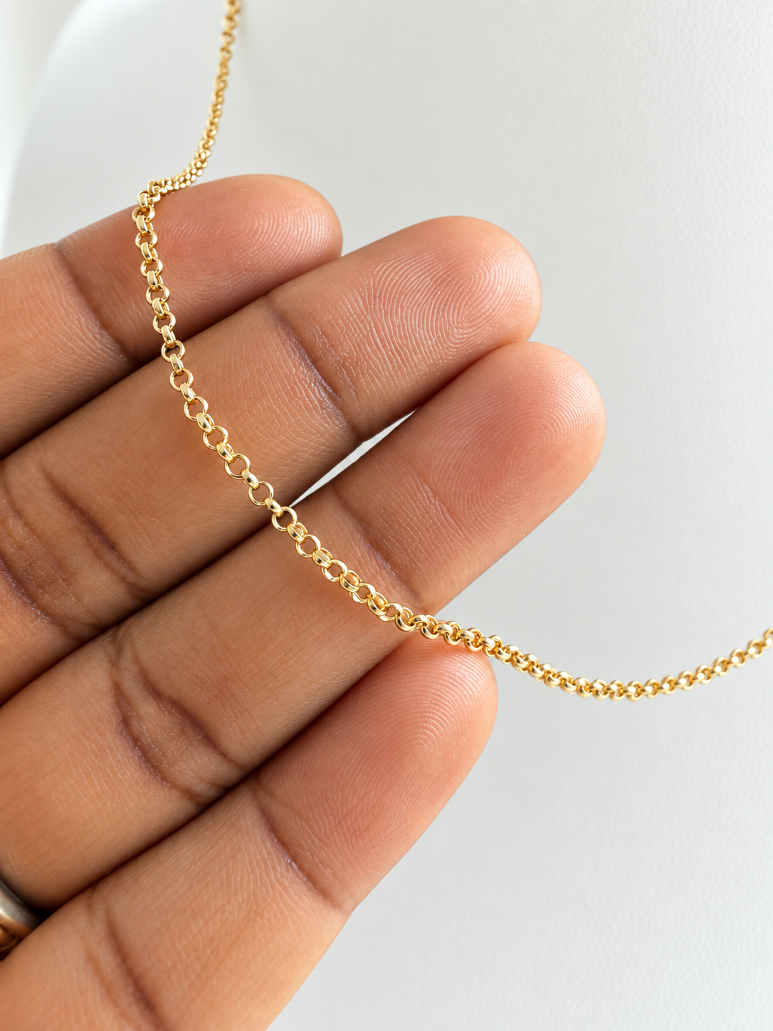 18K Solid Gold Rolo Chain Necklace