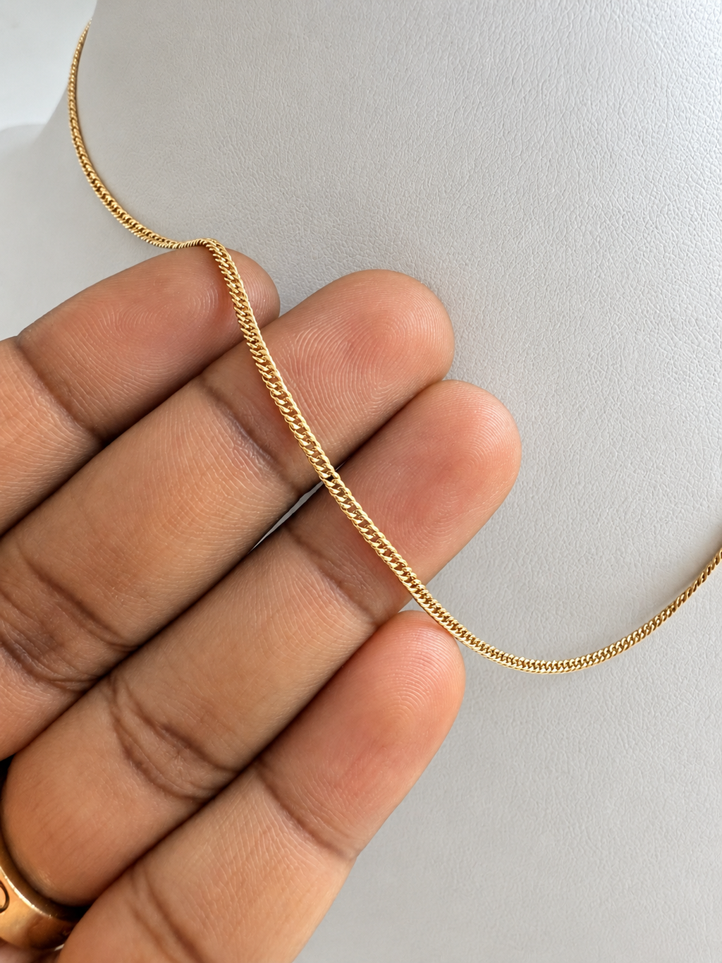 18K Solid Gold Curb Chain Necklace