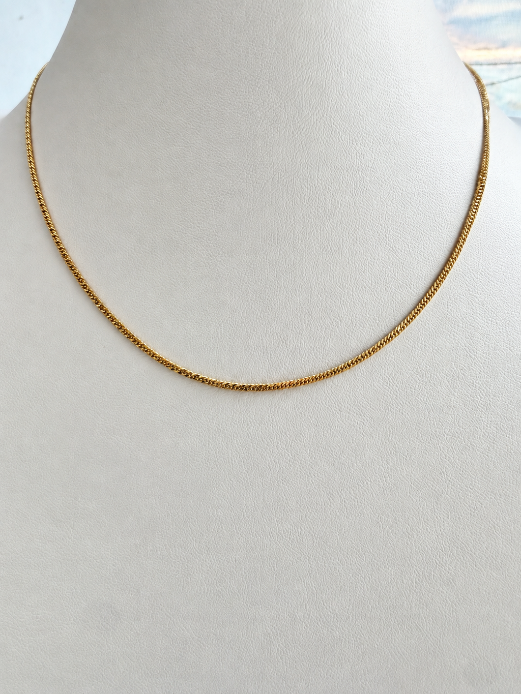18K Solid Gold Curb Chain Necklace