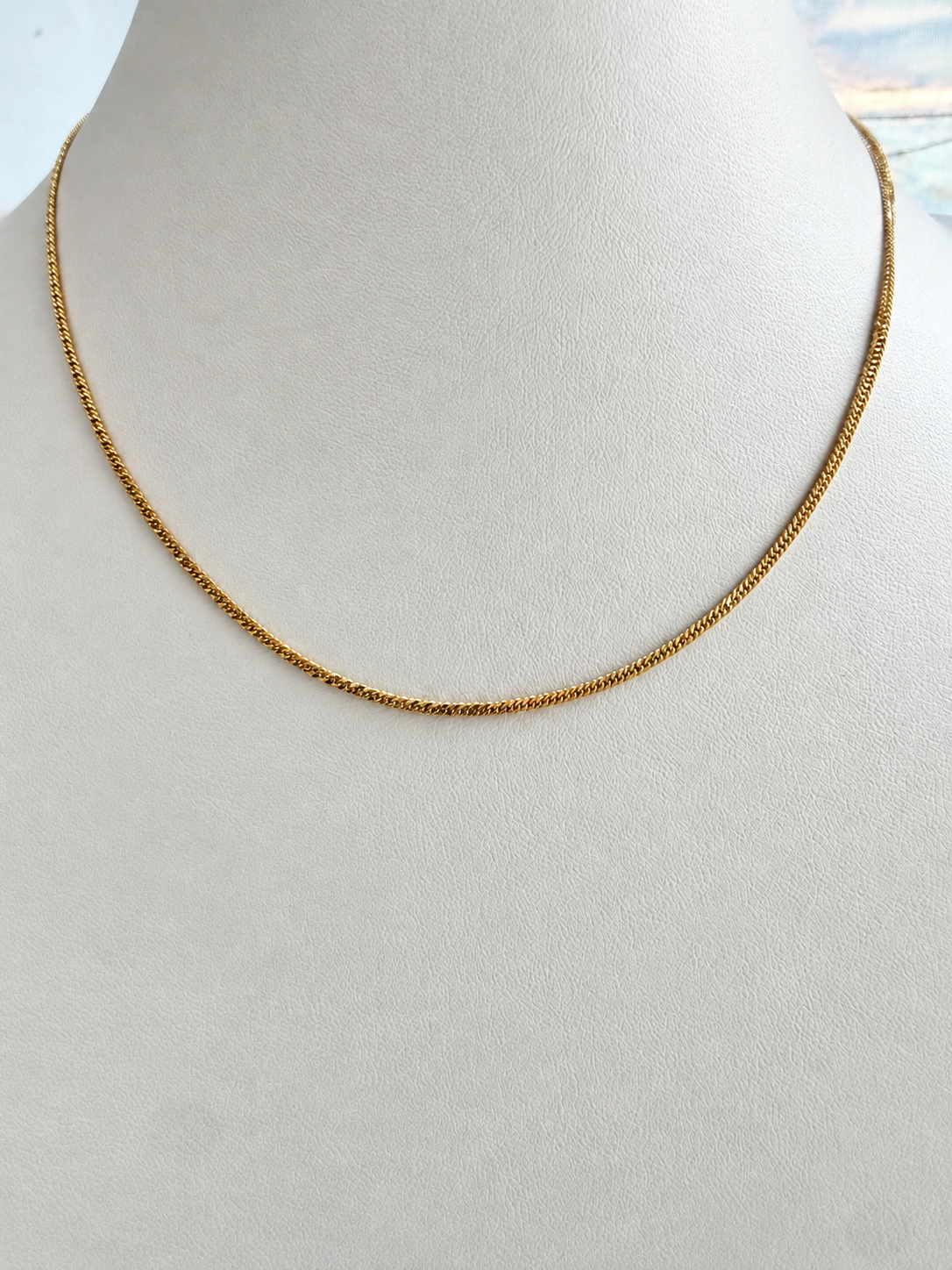 18K Solid Gold Curb Chain Necklace