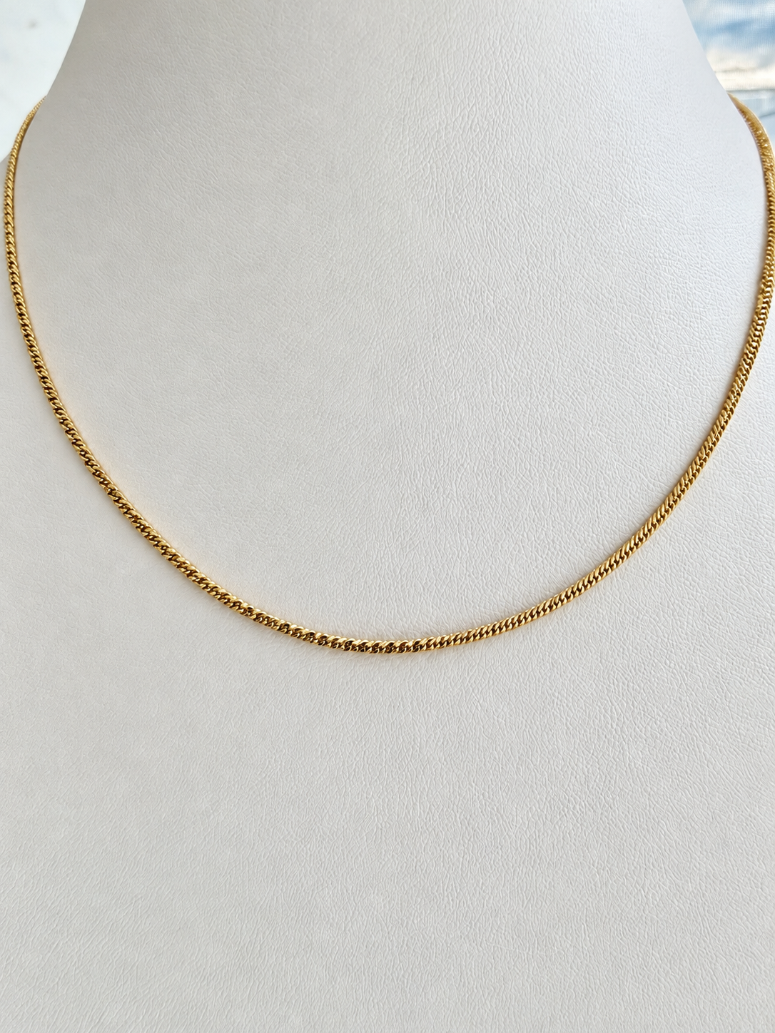 18K Solid Gold Curb Chain Necklace