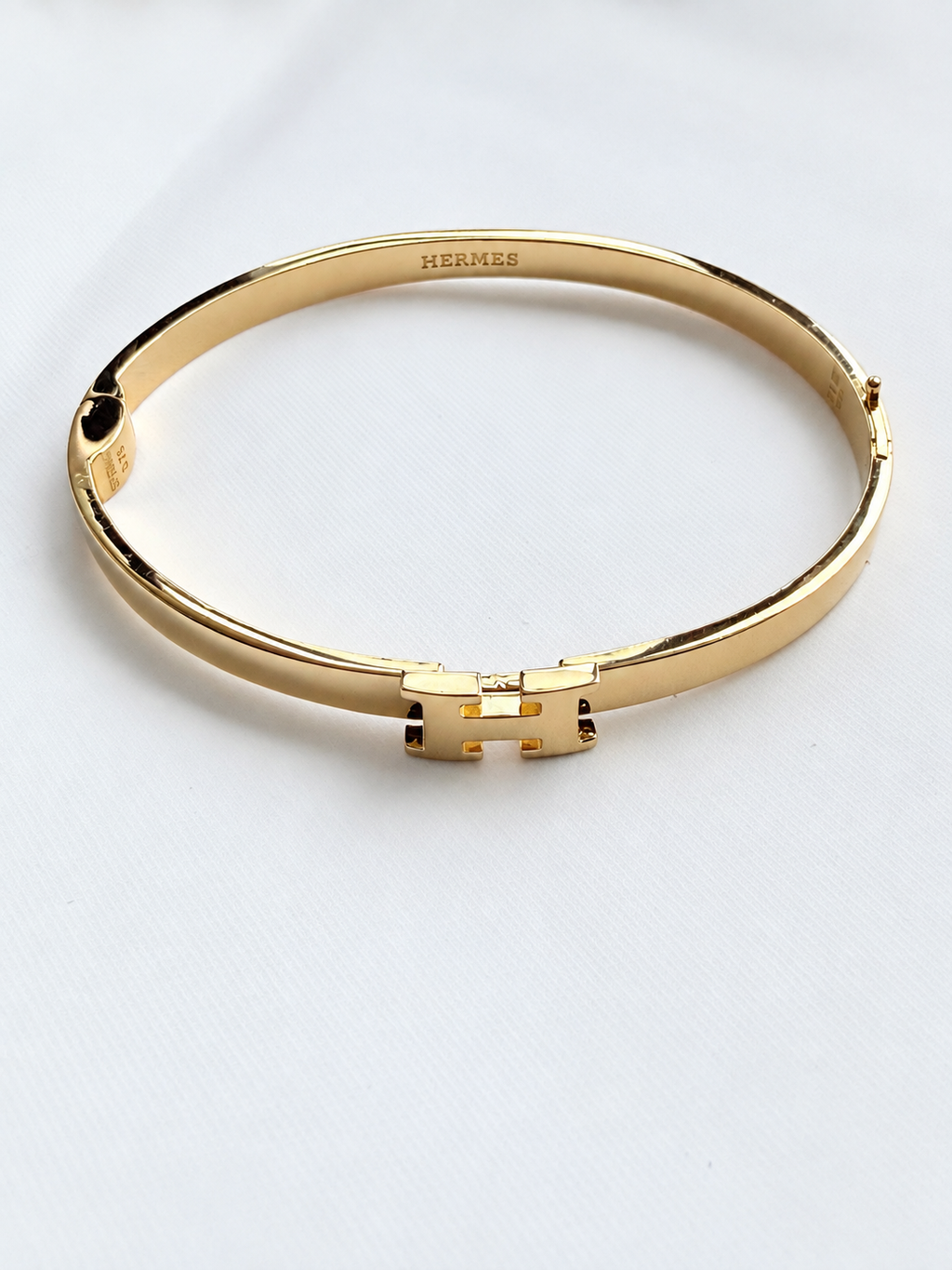 18K Solid Gold ‘H’ Bangle Bracelet