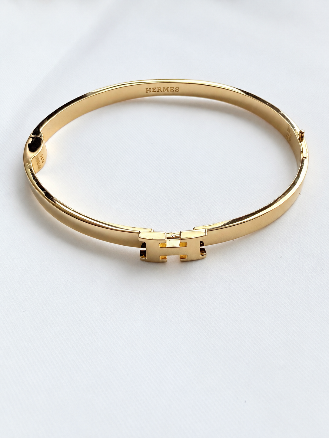 18K Solid Gold ‘H’ Bangle Bracelet
