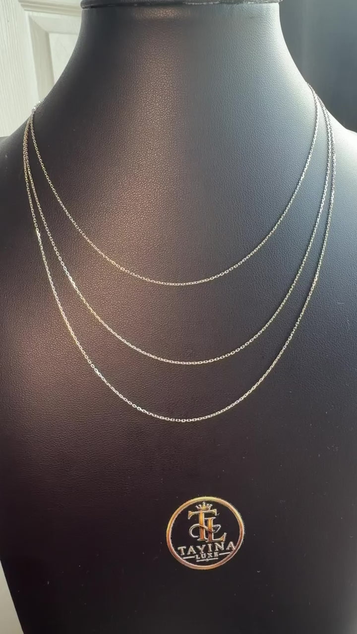 18K Classic White Gold Cable Chain Necklace