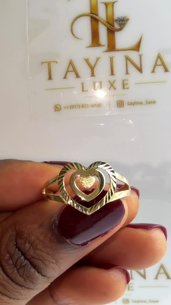 18K Solid Gold Heart Ring