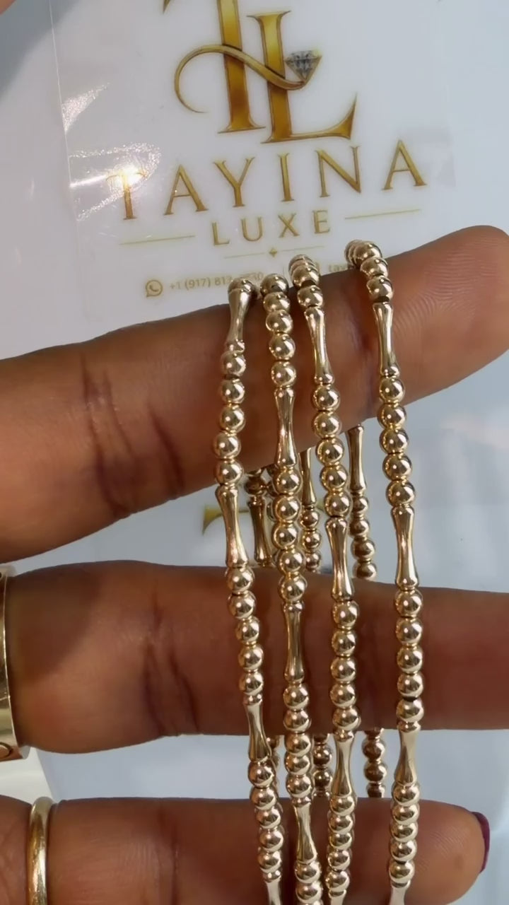 18K Solid Gold 2mm Beaded Bracelet