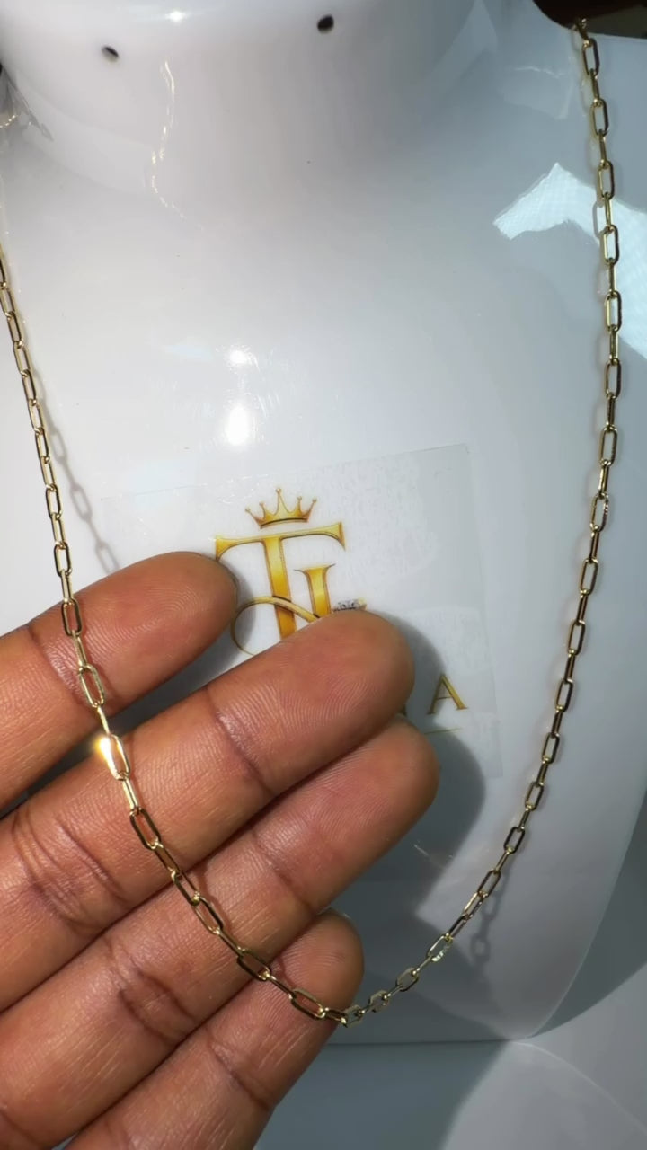 18K Solid Gold Paperclip Chain Necklace