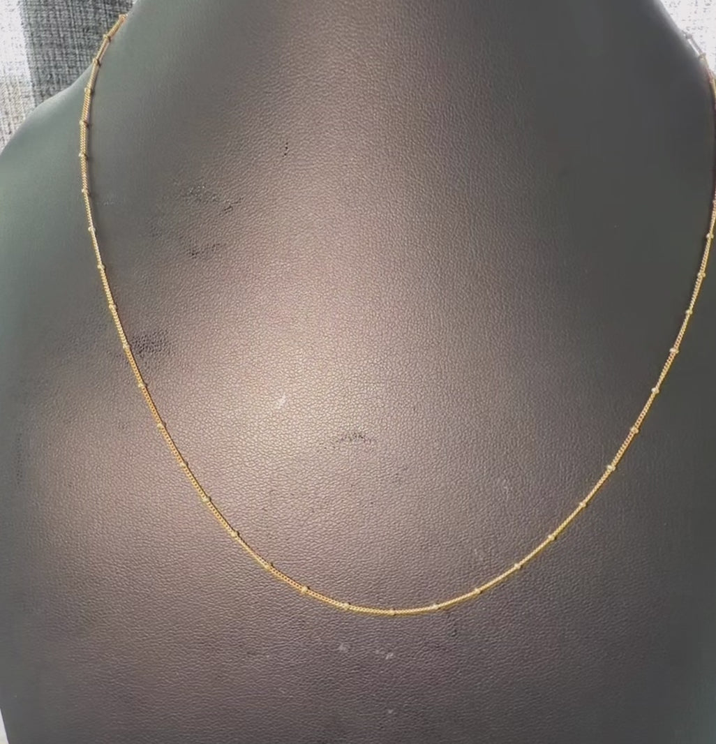 18K Solid Gold Beaded Chain