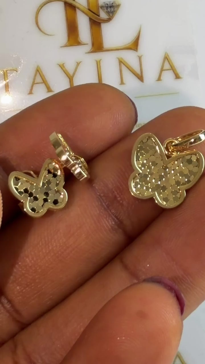 18K Solid Gold Butterfly Jewelry Set