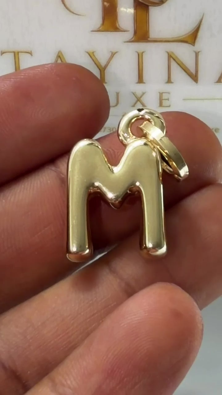 18K Solid Gold Initial “M” Pendant