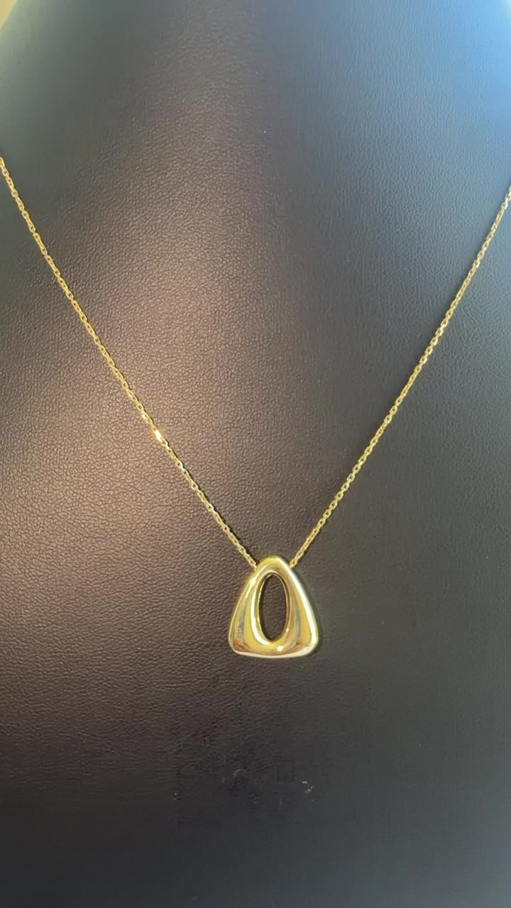 18K Soild Gold Open Teardrop Pendant Necklace