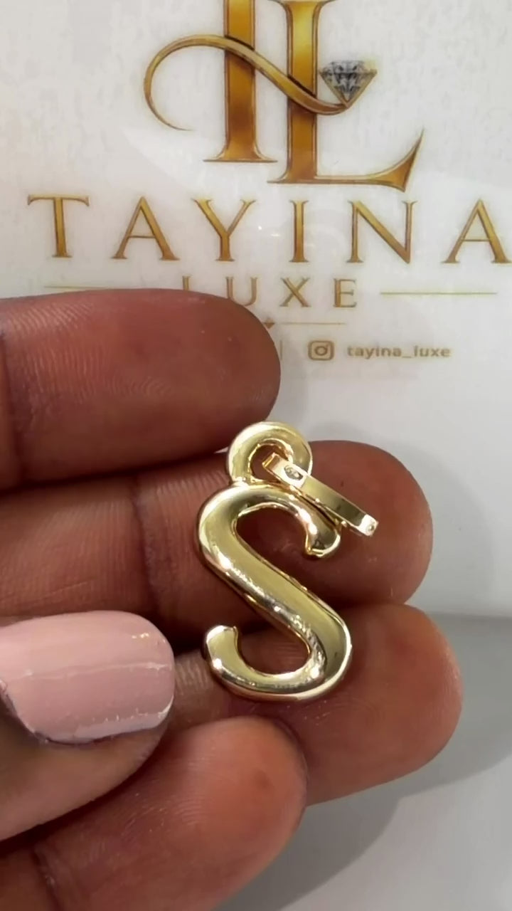 18K Solid Gold Initial “S” Bubble Pendant