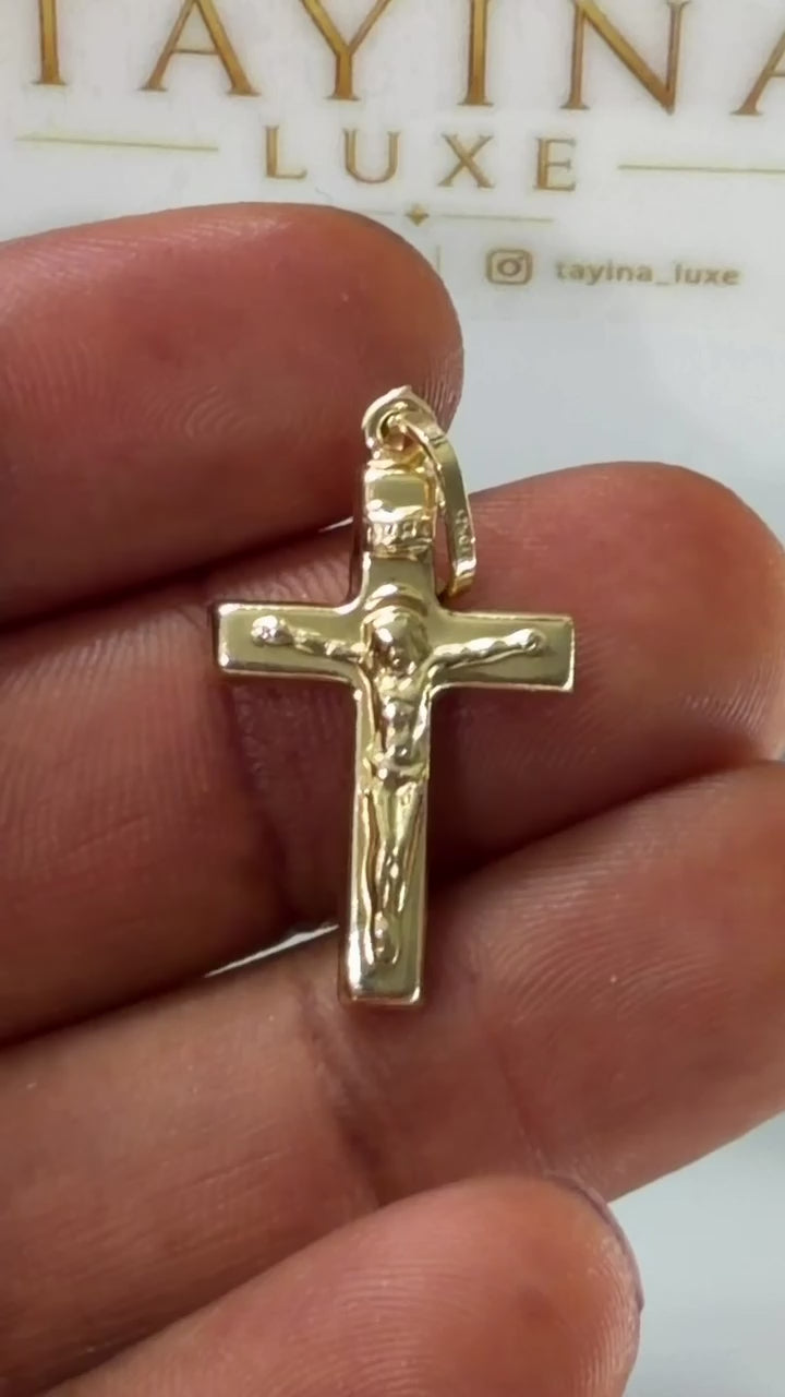 18K Solid Gold Crucifix Pendant