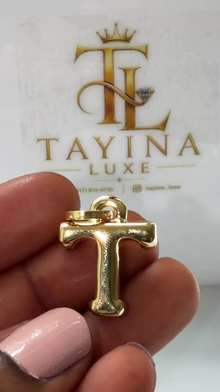18K Solid Gold Initial “T” Pendant