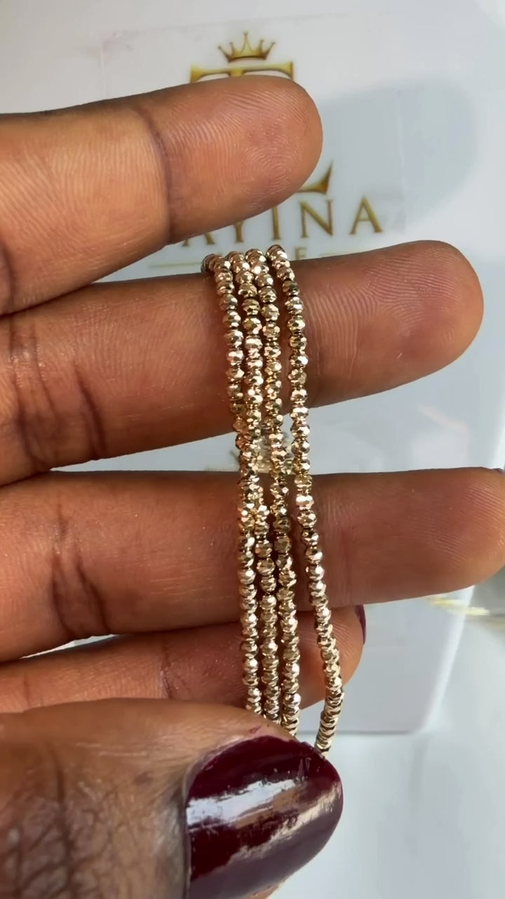 18K Solid Gold Diamond-Cut Beaded Bracelet (small)